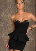 Rosewe Luxury Rivet Decoration Black Tube Dress With Frill