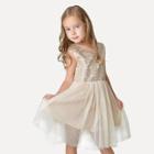 Shein Toddler Girls Jacquard Mesh Overlay Sleeveless Dress