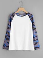 Shein Camo Print Raglan Sleeve T-shirt