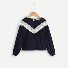 Shein Girls Keyhole Back Fringe Trim Top