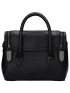 Shein Black Contrast Zipper Magnetic Tote Bag