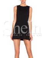 Shein Black Lace-up Back Sleeveless Shift Dress