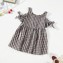 Shein Toddler Girls Open Shoulder Gingham Dress