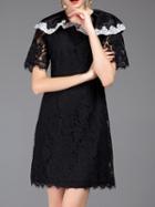 Shein Black Crew Neck Lace Shift Dress
