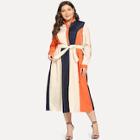 Shein Plus Color Block Self Tie Shirt Dress
