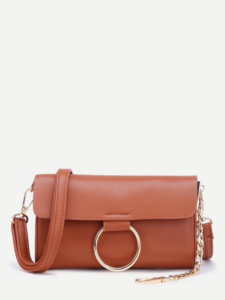 Shein Ring Detail Pu Shoulder Bag