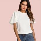 Shein Flutter Sleeve Zip Back Top