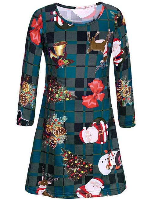 Shein Color Christmas Print A-line Dress