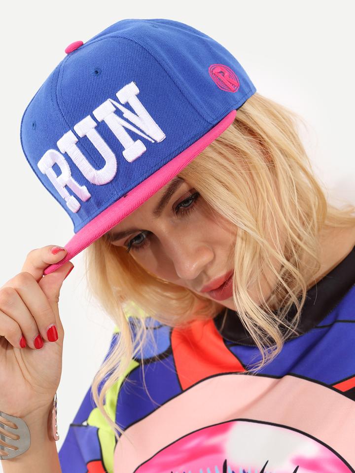 Shein Blue Letters Canvas Baseball Hat