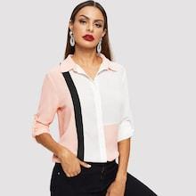 Shein Color-block Tab Sleeve Shirt