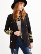 Shein Black Double Breasted Sailor Blazer With Woven Tape Detail