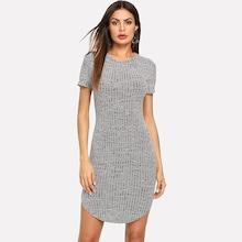 Shein Curved Hem Heathered Knit Dress