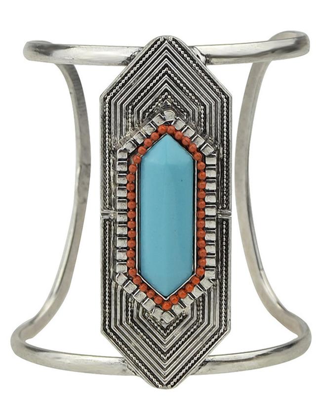 Shein Ligtblue Gemstone Chunky Cuff Bangls