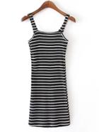 Shein Black And White Stripe Skinny Knit Dress