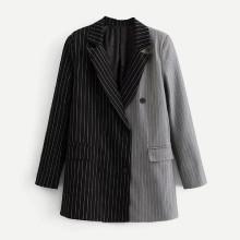 Shein Two Tone Pinstriped Blazer