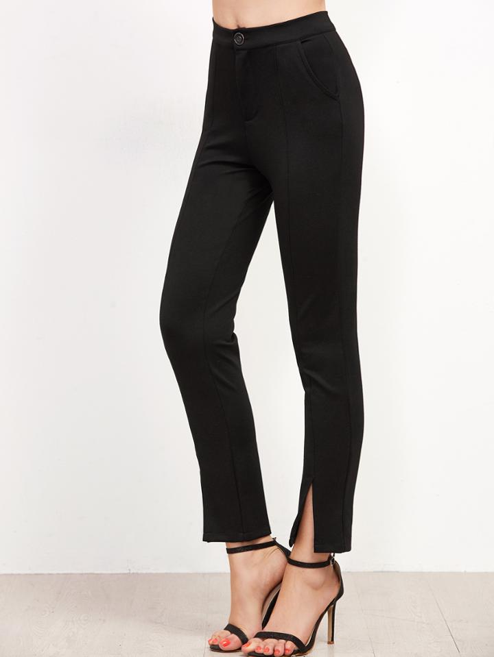 Shein Black Split Front Slim Pants