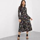 Shein Floral Print Single Breasted Dress