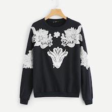 Shein Drop Shoulder Lace Appliques Pullover
