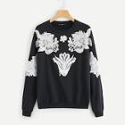 Shein Drop Shoulder Lace Appliques Pullover