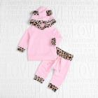 Shein Toddler Girls Raglan Sleeve Leopard Print Hoodie With Pants