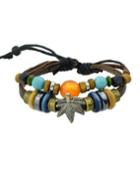Shein European Style Coffee Pu Leateher Multilayers Colorful Beads Bracelet