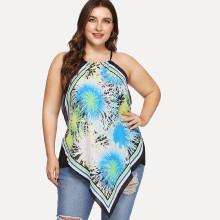 Shein Plus Asymmetrical Hem Knot Back Halter Top