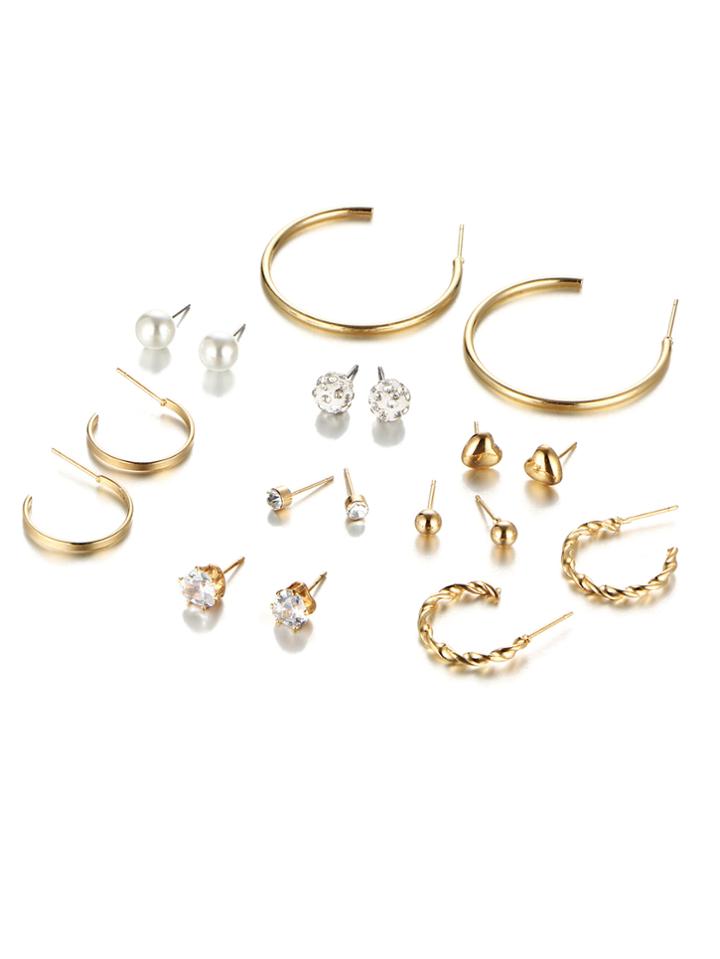 Shein Hoop & Rhinestone Design Earring Set