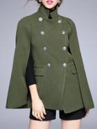 Shein Green Collar Split Sleeve Cape Coat
