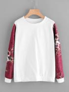 Shein Contrast Floral Print Sweatshirt