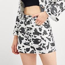 Shein Pocket Patched Graphic Print Skirt