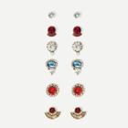 Shein Fan Shaped & Round Design Stud Earring Set