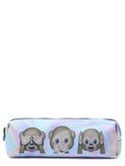 Shein Oxford Fabric Emoji Print Zip Around Makeup Case