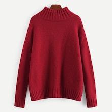 Shein Plus Drop Shoulder Ribbed Knit Trim Sweater