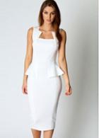 Rosewe Ol Style Frill Design Sleeveless White Straight Dress