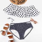 Shein Plus Polka Dot Flounce Bikini Set