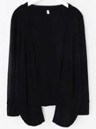 Shein Black Asymmetrical Ruched Cardigan