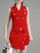 Shein Red V Neck Top With Pockets Shorts