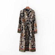 Shein Satin Self Tie Floral Print Shirt Dress