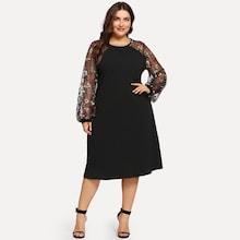Shein Plus Embroidered Mesh Raglan Sleeve Dress