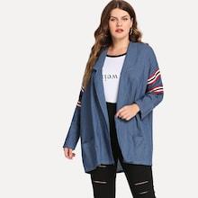 Shein Plus Contrast Tape Coat