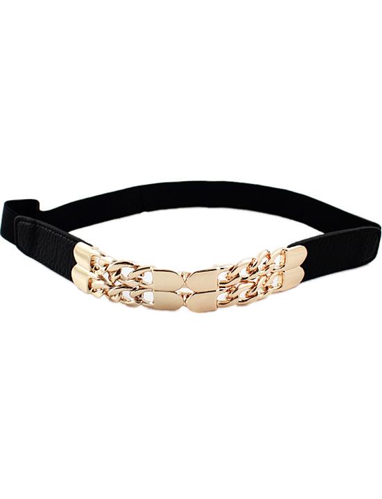Shein Black Elastic Metal Chain Belt