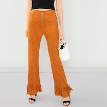 Shein Zip Front Fringe Detail Flare Pants