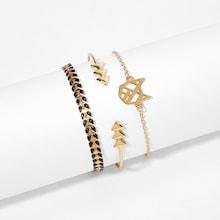 Shein Hollow Geometric & Leaf Design Bracelet Set 3pcs
