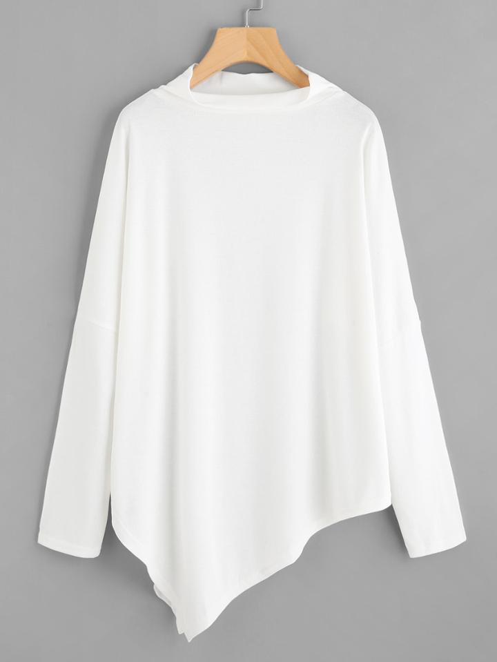 Shein High Neck Asymmetric Hem Tee