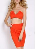 Rosewe New Arrival Red Bra And High Waist Skirt