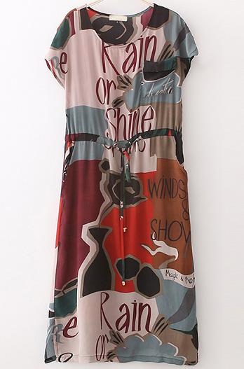 Shein Multicolor Short Sleeve Letters Print Dress
