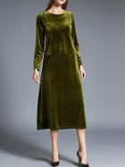 Shein Green Velvet Two-pieces A-line Dress