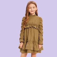 Shein Girls Ruffle Trim Mock Neck Dress