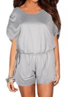 Rosewe Round Neck Short Sleeve Grey Romper