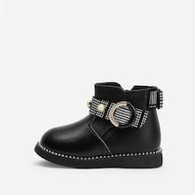 Shein Toddler Girls Bow And Faux Pearl Decorated Boots